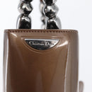 Christian Dior Maris Pearl Hand Bag Patent leather Brown Silver Auth SW2153A-18