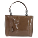 Christian Dior Maris Pearl Hand Bag Patent leather Brown Silver Auth SW2153A-13