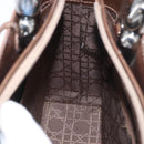 Christian Dior Maris Pearl Hand Bag Patent leather Brown Silver Auth SW2153A-21