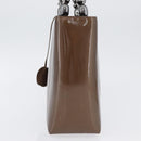 Christian Dior Maris Pearl Hand Bag Patent leather Brown Silver Auth SW2153A-3
