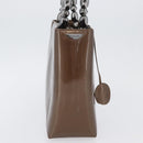 Christian Dior Maris Pearl Hand Bag Patent leather Brown Silver Auth SW2153A-4