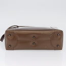 Christian Dior Maris Pearl Hand Bag Patent leather Brown Silver Auth SW2153A-5