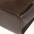 SAINT LAURENT Hand Bag Suede Brown Silver Auth SW2155-10