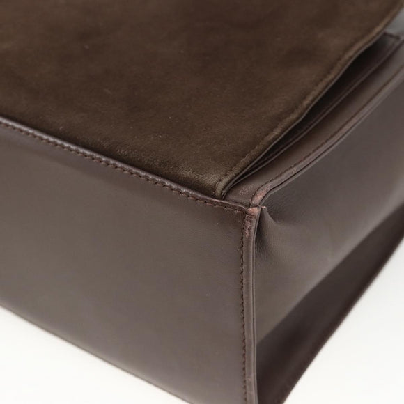 SAINT LAURENT Hand Bag Suede Brown Silver Auth SW2155