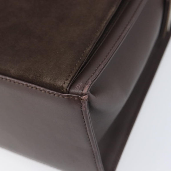 SAINT LAURENT Handtas Suède Bruin Zilver Auth SW2155