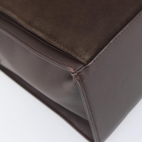 SAINT LAURENT Handtas Suède Bruin Zilver Auth SW2155