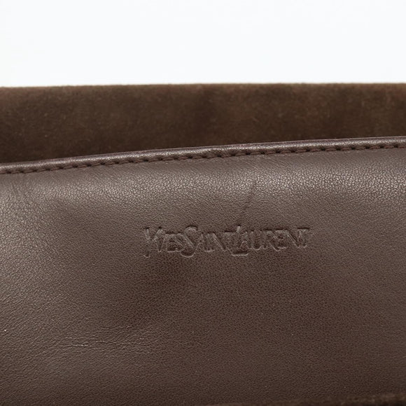 SAINT LAURENT Hand Bag Suede Brown Silver Auth SW2155
