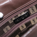 SAINT LAURENT Handtas Suède Bruin Zilver Auth SW2155-10