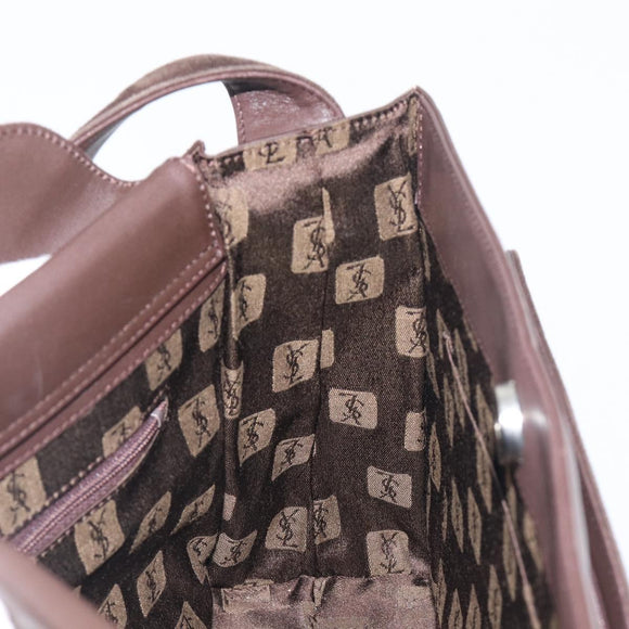 SAINT LAURENT Handtas Suède Bruin Zilver Auth SW2155