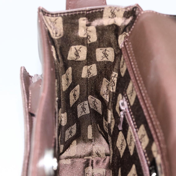 SAINT LAURENT Hand Bag Suede Brown Silver Auth SW2155