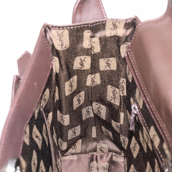 SAINT LAURENT Handtas Suède Bruin Zilver Auth SW2155
