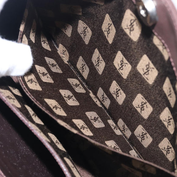 SAINT LAURENT Handtas Suède Bruin Zilver Auth SW2155