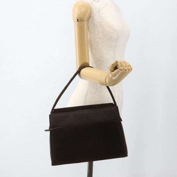 SAINT LAURENT Hand Bag Suede Brown Silver Auth SW2155