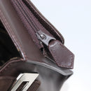 SAINT LAURENT Handtas Suède Bruin Zilver Auth SW2155-24