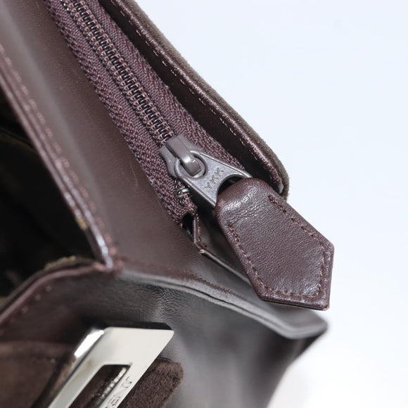 SAINT LAURENT Handtas Suède Bruin Zilver Auth SW2155