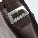 SAINT LAURENT Handtas Suède Bruin Zilver Auth SW2155-26