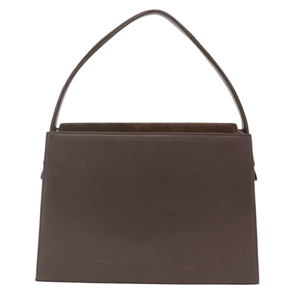 SAINT LAURENT Hand Bag Suede Brown Silver Auth SW2155