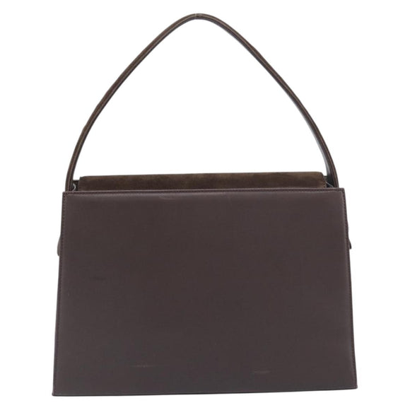 SAINT LAURENT Handtas Suède Bruin Zilver Auth SW2155