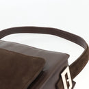 SAINT LAURENT Hand Bag Suede Brown Silver Auth SW2155-8