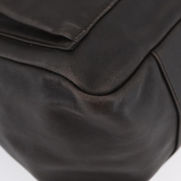 GUCCI Bamboo Hand Bag Leather Brown Silver Auth SW2156