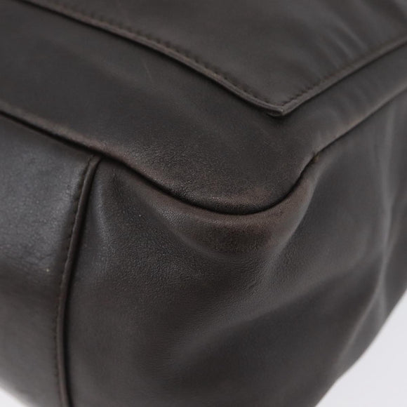 GUCCI Bamboo Hand Bag Leather Brown Silver Auth SW2156