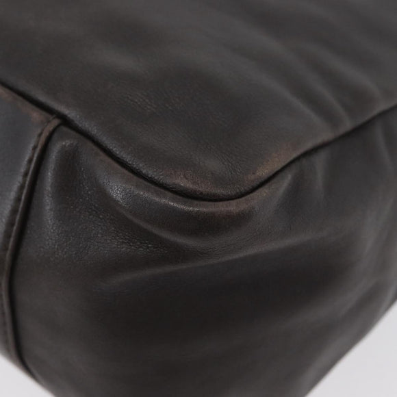 GUCCI Bamboo Hand Bag Leather Brown Silver Auth SW2156