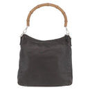 GUCCI Bamboo Hand Bag Leather Brown Silver Auth SW2156-3
