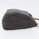 GUCCI Bamboo Hand Bag Leather Brown Silver Auth SW2156-4