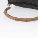 GUCCI Bamboo Hand Bag Leather Brown Silver Auth SW2156-7