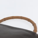 GUCCI Bamboo Hand Bag Leather Brown Silver Auth SW2156-8