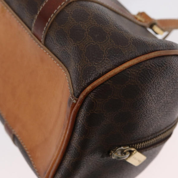 CELINE Macadam Canvas Hand Bag PVC Leather Brown Gold Auth SW2160