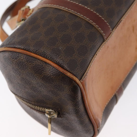 CELINE Macadam Canvas Hand Bag PVC Leather Brown Gold Auth SW2160