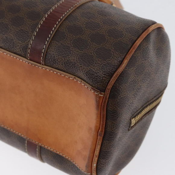CELINE Macadam Canvas Hand Bag PVC Leather Brown Gold Auth SW2160