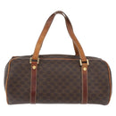 CELINE Macadam Canvas Hand Bag PVC Leather Brown Gold Auth SW2160-2