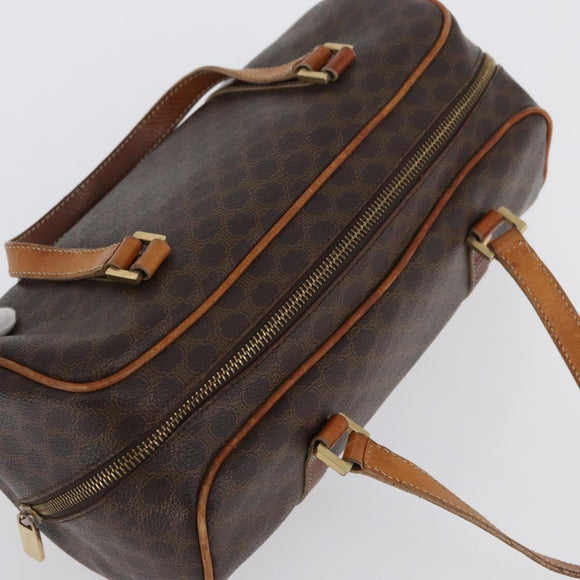 CELINE Macadam Canvas Hand Bag PVC Leather Brown Gold Auth SW2160