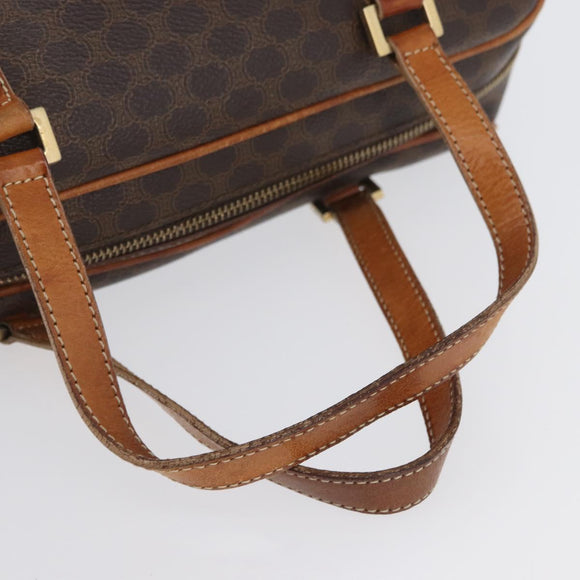 CELINE Macadam Canvas Hand Bag PVC Leather Brown Gold Auth SW2160