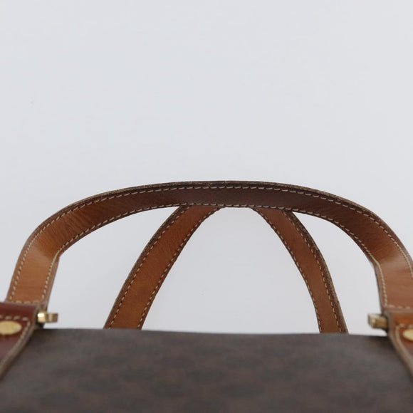 CELINE Macadam Canvas Hand Bag PVC Leather Brown Gold Auth SW2160