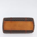 CELINE Macadam Canvas Hand Bag PVC Leather Brown Gold Auth SW2160-5
