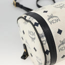 MCM Vicetos Logogram Shoulder Bag PVC Leather White Gold Auth SW2161-14