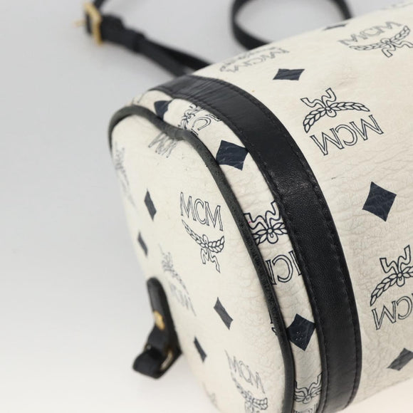 MCM Vicetos Logogram Shoulder Bag PVC Leather White Gold Auth SW2161