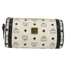 MCM Vicetos Logogram Shoulder Bag PVC Leather White Gold Auth SW2161-13