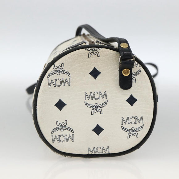 MCM Vicetos Logogram Shoulder Bag PVC Leather White Gold Auth SW2161