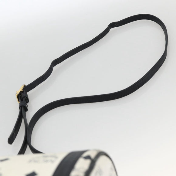 MCM Vicetos Logogram Shoulder Bag PVC Leather White Gold Auth SW2161