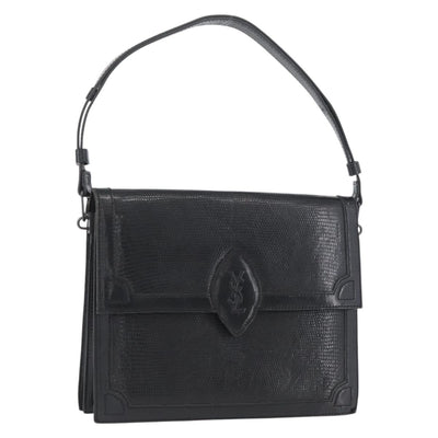 SAINT LAURENT Shoulder Bag Leather Black Auth SW2162A