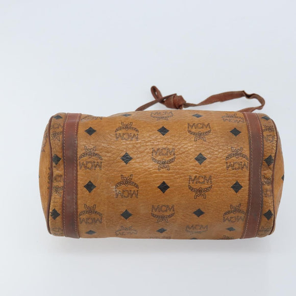 MCM Vicetos Logogram Shoulder Bag PVC Leather Brown Gold Auth SW2165
