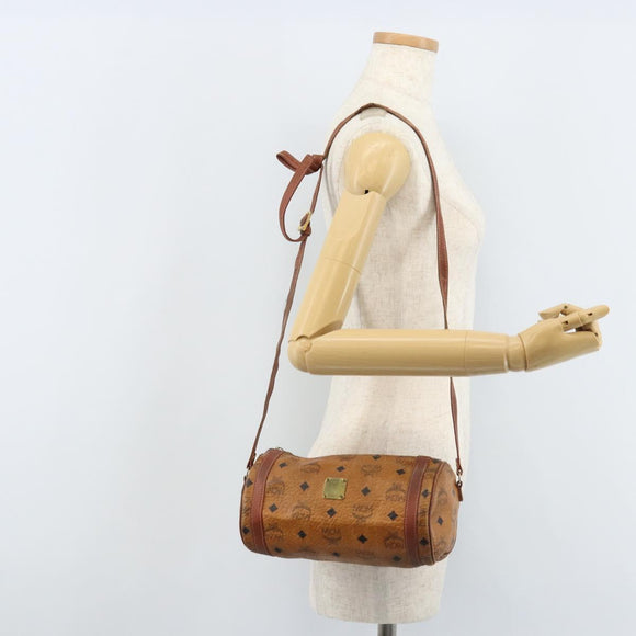 MCM Vicetos Logogram Shoulder Bag PVC Leather Brown Gold Auth SW2165