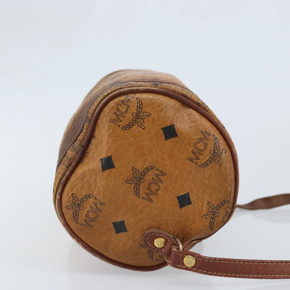 MCM Vicetos Logogram Shoulder Bag PVC Leather Brown Gold Auth SW2165