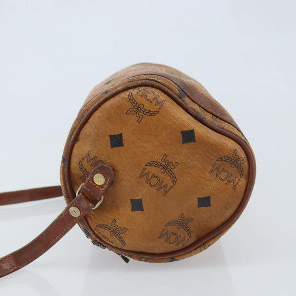 MCM Vicetos Logogram Shoulder Bag PVC Leather Brown Gold Auth SW2165