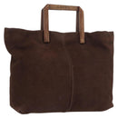LOEWE Hand Bag Suede Brown Gold Auth SW2166-1