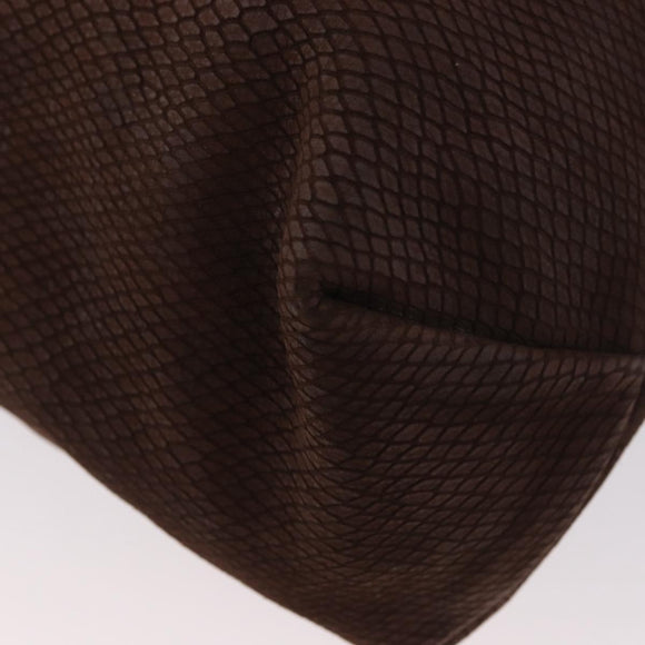 LOEWE Hand Bag Suede Brown Gold Auth SW2166